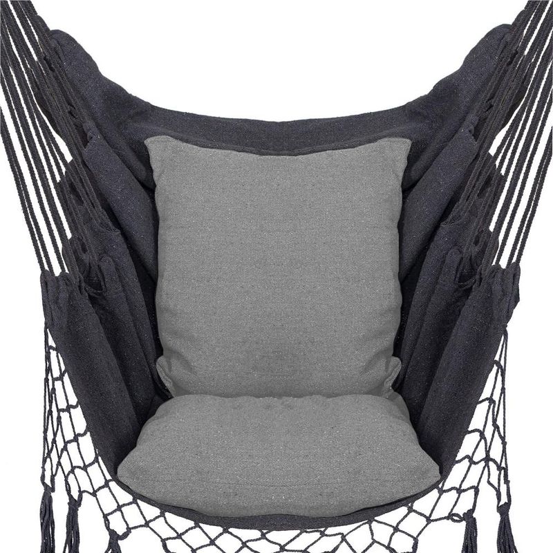 Casa si Gradina - Gradina si terasa - Balansoare si hamace - Balansoare - Hamac tip leagan suspendat pentru casa sau gradina, gri cu perne, 130x100cm, 150kg - Infinity.ro