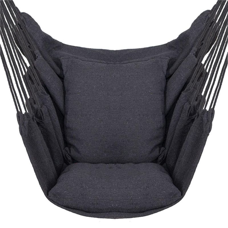 Casa si Gradina - Gradina si terasa - Balansoare si hamace - Balansoare - Hamac tip leagan suspendat pentru casa sau gradina, gri inchis cu perne, 130x100cm, 150kg - Infinity.ro