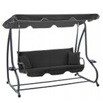 Casa si Gradina - Gradina si terasa - Balansoare si hamace - Balansoare - Leagan gradina 3 locuri cu baldachin reglabil, perne si suport pahare, 210x120x170 cm, gri inchis - Infinity.ro