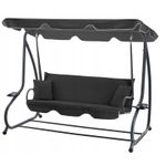 Casa si Gradina - Gradina si terasa - Balansoare si hamace - Balansoare - Leagan gradina 3 locuri cu baldachin reglabil, perne si suport pahare, 210x120x170 cm, gri inchis - Infinity.ro