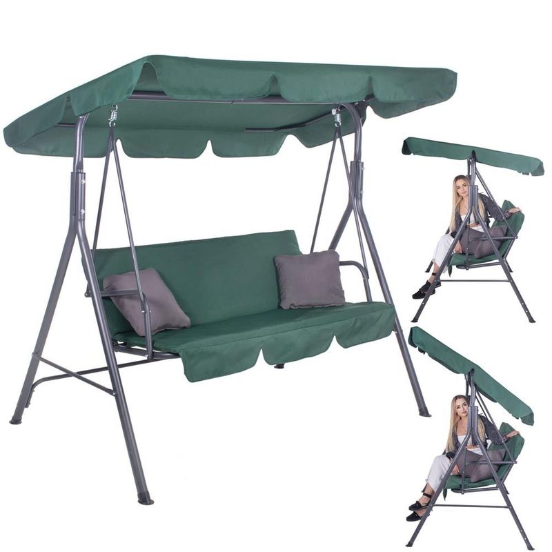 Casa si Gradina - Gradina si terasa - Balansoare si hamace - Balansoare - Leagan Balansoar Sersimo Luna cu Pernite pentru Terasa sau Gradina, 3 locuri, 220kg, verde - Infinity.ro