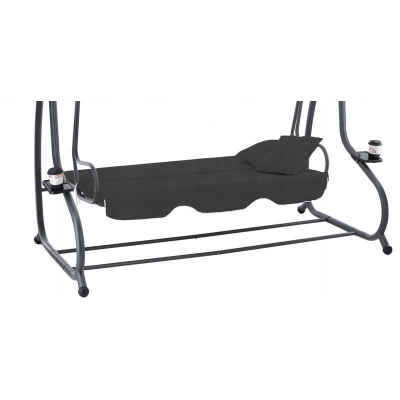 Casa si Gradina - Gradina si terasa - Balansoare si hamace - Balansoare - Leagan gradina 3 locuri cu baldachin reglabil, perne si suport pahare, 210x120x170 cm, gri inchis - Infinity.ro