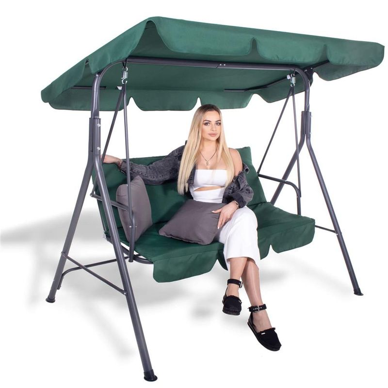 Casa si Gradina - Gradina si terasa - Balansoare si hamace - Balansoare - Leagan Balansoar Sersimo Luna cu Pernite pentru Terasa sau Gradina, 3 locuri, 220kg, verde - Infinity.ro