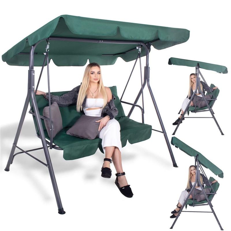 Casa si Gradina - Gradina si terasa - Balansoare si hamace - Balansoare - Leagan Balansoar Sersimo Luna cu Pernite pentru Terasa sau Gradina, 3 locuri, 220kg, verde - Infinity.ro