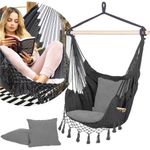 Casa si Gradina - Gradina si terasa - Balansoare si hamace - Balansoare - Hamac tip leagan suspendat pentru casa sau gradina, gri cu perne, 130x100cm, 150kg - Infinity.ro