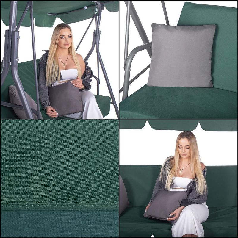 Casa si Gradina - Gradina si terasa - Balansoare si hamace - Balansoare - Leagan Balansoar Sersimo Luna cu Pernite pentru Terasa sau Gradina, 3 locuri, 220kg, verde - Infinity.ro