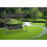 Casa si Gradina - Gradina si terasa - Balansoare si hamace - Balansoare - Leagan gradina 3 locuri cu baldachin reglabil, perne si suport pahare, 210x120x170 cm, gri inchis - Infinity.ro