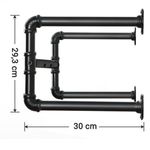 Casa si Gradina - Sanitare - Suporturi si accesorii baie - Accesorii baie - Set 2 sine metalice de agatat haine, montare pe perete, aspect industrial, 112x30x30cm, negru - Infinity.ro