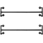 Casa si Gradina - Sanitare - Suporturi si accesorii baie - Accesorii baie - Set 2 sine metalice de agatat haine, montare pe perete, aspect industrial, 112x30x30cm, negru - Infinity.ro