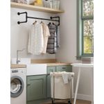 Casa si Gradina - Sanitare - Suporturi si accesorii baie - Accesorii baie - Set 2 sine metalice de agatat haine, montare pe perete, aspect industrial, 112x30x30cm, negru - Infinity.ro