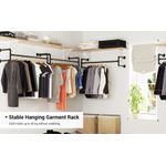 Casa si Gradina - Sanitare - Suporturi si accesorii baie - Accesorii baie - Set 2 sine metalice de agatat haine, montare pe perete, aspect industrial, 112x30x30cm, negru - Infinity.ro