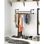 Casa si Gradina - Sanitare - Suporturi si accesorii baie - Accesorii baie - Set 2 sine metalice de agatat haine, montare pe perete, aspect industrial, 112x30x30cm, negru - Infinity.ro