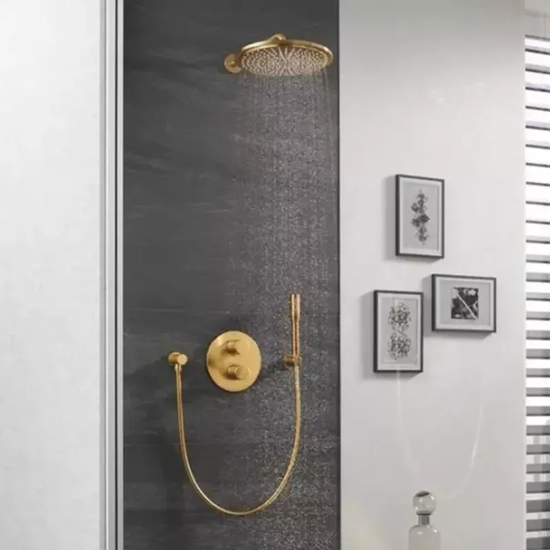 Casa si Gradina - Sanitare - Lavoar baie si accesorii - Baterii sanitare - Agatatoare dus Grohe Rainshower auriu periat Cool Sunrise - Infinity.ro