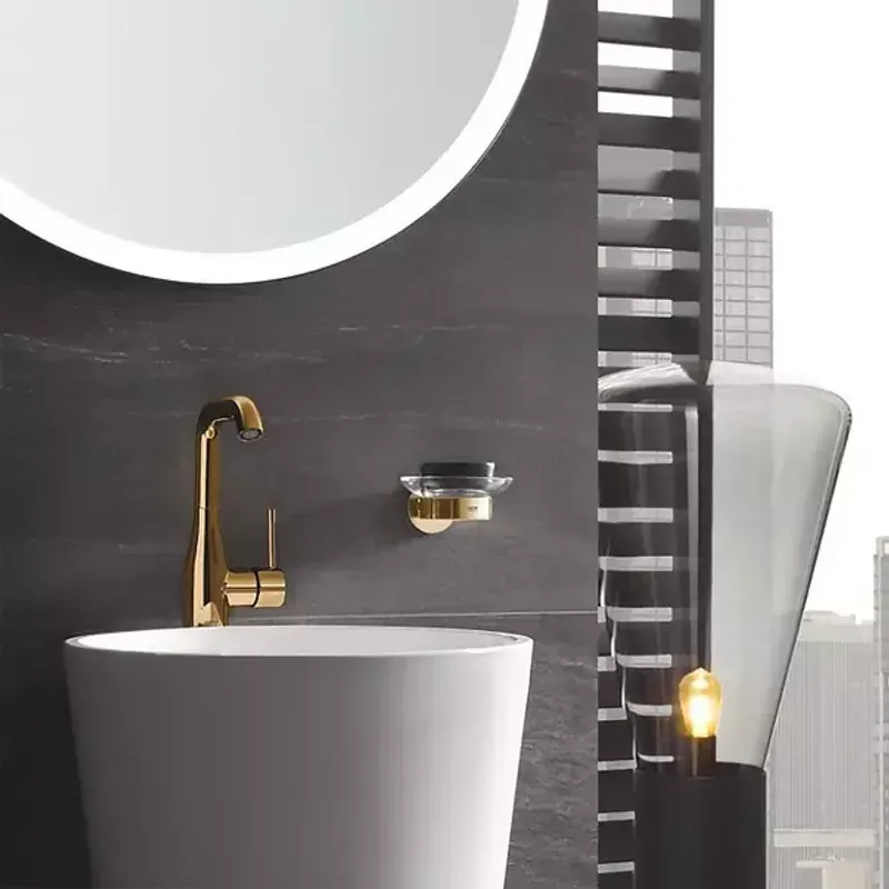 Casa si Gradina - Sanitare - Suporturi si accesorii baie - Accesorii baie - Suport Grohe Essentials pentru pahar sau savoniera auriu lucios Cool Sunrise - Infinity.ro