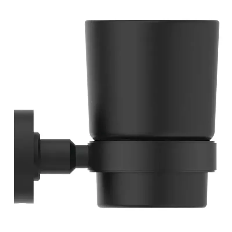 Casa si Gradina - Sanitare - Suporturi si accesorii baie - Accesorii baie - Suport periute de dinti Ideal Standard IOM negru mat cu pahar negru - Infinity.ro