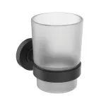 Casa si Gradina - Sanitare - Suporturi si accesorii baie - Accesorii baie - Suport periute de dinti Ideal Standard IOM negru mat cu pahar sticla mata - Infinity.ro