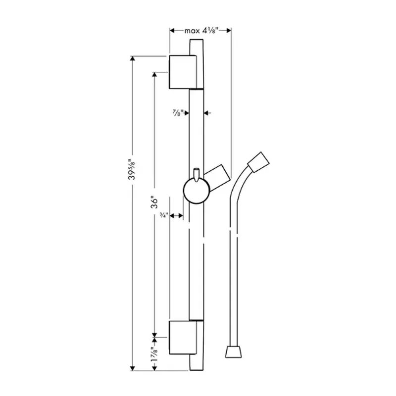 Casa si Gradina - Sanitare - Lavoar baie si accesorii - Baterii sanitare - Bara cu furtun de dus Hansgrohe Unica S Puro 90 cm negru - crom periat - Infinity.ro