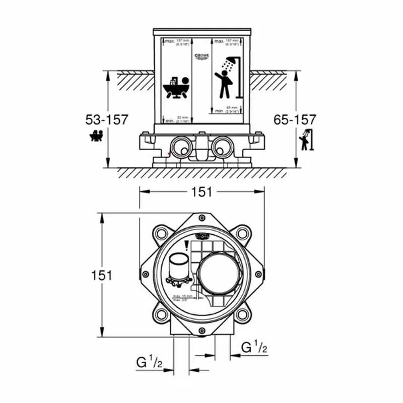 Casa si Gradina - Sanitare - Lavoar baie si accesorii - Baterii sanitare - Corp incastrat Grohe pentru baterii/pipe de cada - Infinity.ro
