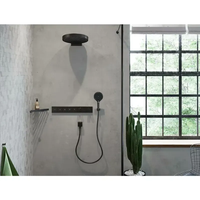 Casa si Gradina - Sanitare - Lavoar baie si accesorii - Baterii sanitare - Para de dus Hansgrohe Rainfinity 130 negru mat 3 tipuri de jet - Infinity.ro