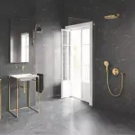 Casa si Gradina - Sanitare - Lavoar baie si accesorii - Baterii sanitare - Para de dus Grohe Rainshower SmartActive 3 functii auriu lucios Cool Sunrise - Infinity.ro