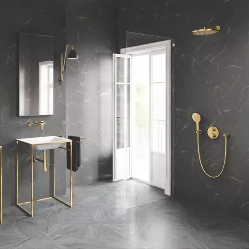 Casa si Gradina - Sanitare - Lavoar baie si accesorii - Baterii sanitare - Para de dus Grohe Rainshower SmartActive 3 functii auriu lucios Cool Sunrise - Infinity.ro