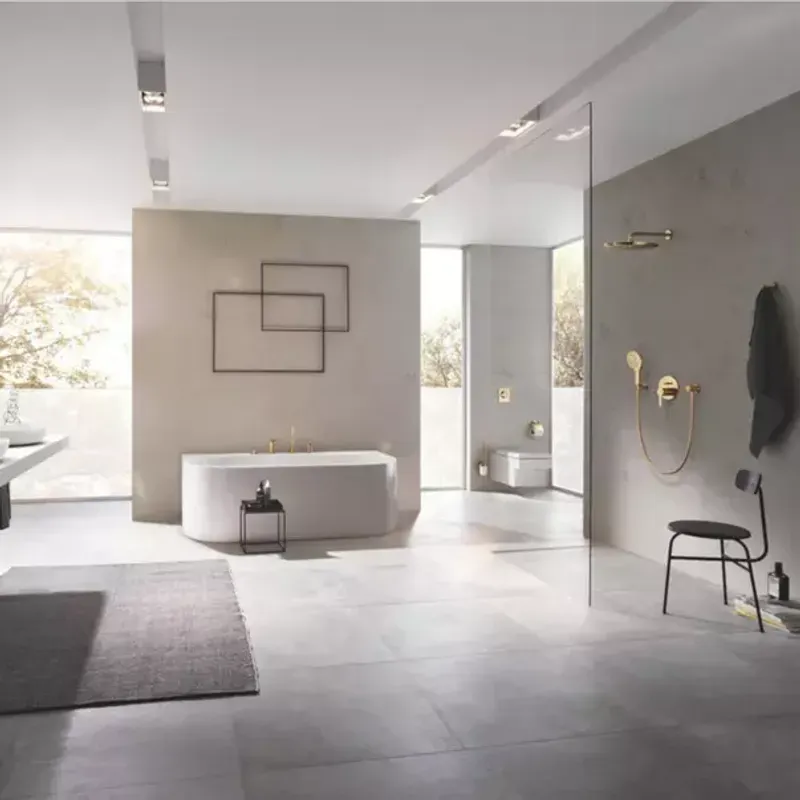 Casa si Gradina - Sanitare - Lavoar baie si accesorii - Baterii sanitare - Para de dus Grohe Rainshower SmartActive 3 functii auriu lucios Cool Sunrise - Infinity.ro