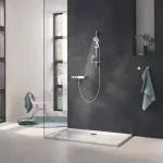 Casa si Gradina - Sanitare - Lavoar baie si accesorii - Baterii sanitare - Para de dus Grohe Rainshower SmartActive 3 functii auriu periat Cool Sunrise - Infinity.ro
