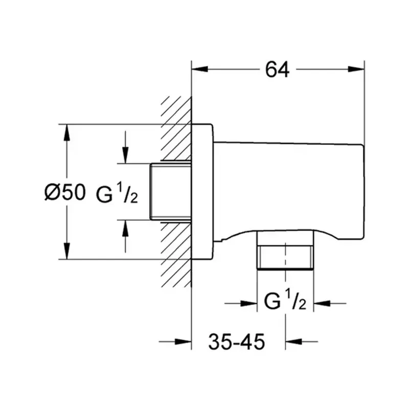 Casa si Gradina - Sanitare - Lavoar baie si accesorii - Baterii sanitare - Cot de iesire Grohe Rainshower negru mat - Phantom Black - Infinity.ro