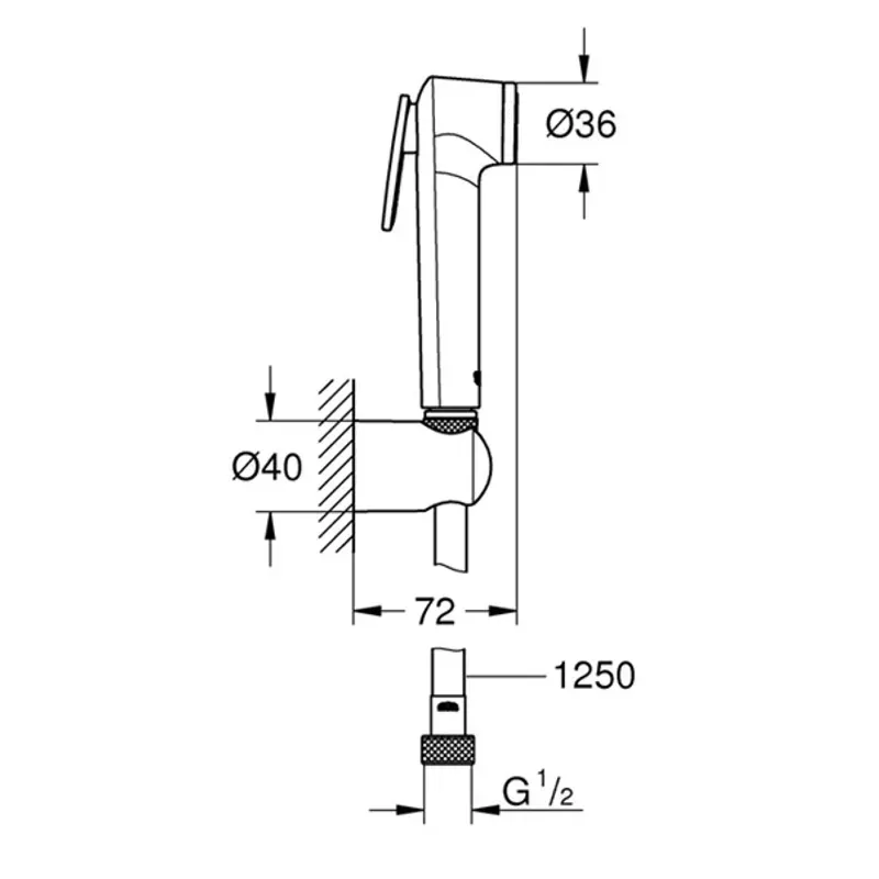 Casa si Gradina - Sanitare - Lavoar baie si accesorii - Baterii sanitare - Dus igienic auriu periat Grohe Tempesta F cu suport - Infinity.ro