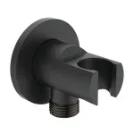 Casa si Gradina - Sanitare - Lavoar baie si accesorii - Baterii sanitare - Cot de iesire dus cu suport Ideal Standard Multisuite negru mat - Infinity.ro