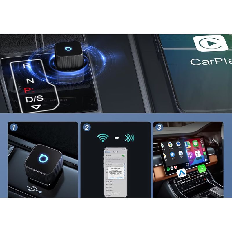 Auto si Moto - Electronice auto - Accesorii electronice auto - Adapter Ottocast Mini Cube CarPlay/Android Auto, negru, USB-A, compatibilitate extinsa - Infinity.ro