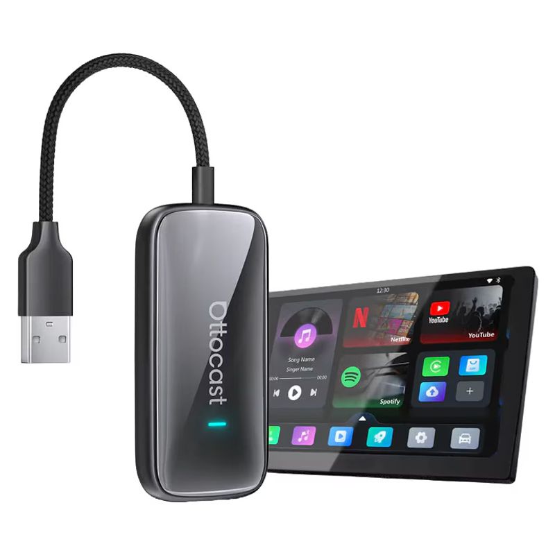 Auto si Moto - Electronice auto - Accesorii electronice auto - Adapter auto Ottocast Play2Video Ultra, Carplay/Android Auto, Wi-Fi 5 GHz, negru mat, set complet - Infinity.ro