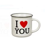 Casa si Gradina - Bucatarie si vesela - Cani si pahare - Cani si cesti - Cana Ceramica New Bone, Margine Neagra, Mesaj "I Love You", Valentine's Day, 370 ml - Infinity.ro