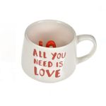 Casa si Gradina - Bucatarie si vesela - Cani si pahare - Cani si cesti - Cana Ceramica "All You Need is Love" cu Scris "Love" 3D in Interior , Alba, Valentine's Day,  370ml - Infinity.ro