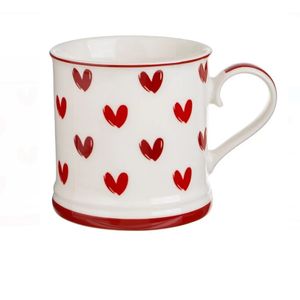 Cana New Bone Alba cu Inimi Rosii, Valentine's Day, 8 Martie, 620ml