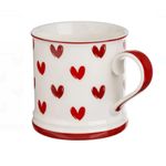 Casa si Gradina - Bucatarie si vesela - Cani si pahare - Cani si cesti - Cana New Bone Alba cu Inimi Rosii, Valentine's Day, 8 Martie, 620ml - Infinity.ro