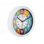 Casa si Gradina - Decoratiuni - Ceasuri - Ceas Educativ de perete pentru copii, "Sa Invatam Cat e Ceasul", 20x3.5 cm, Alb - Multicolor - Infinity.ro