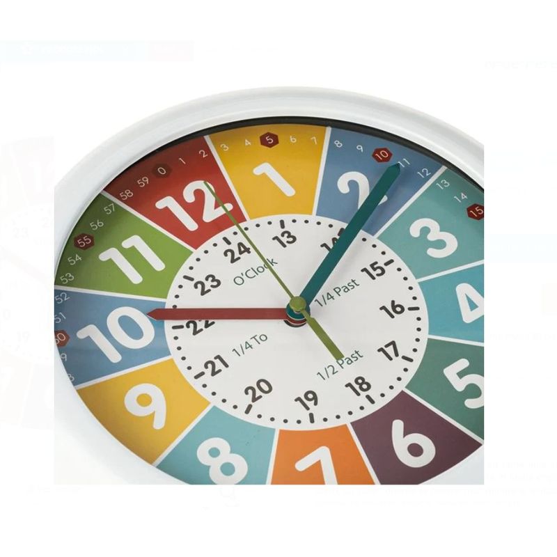 Casa si Gradina - Decoratiuni - Ceasuri - Ceas Educativ de perete pentru copii, "Sa Invatam Cat e Ceasul", 20x3.5 cm, Alb - Multicolor - Infinity.ro