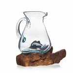 Casa si Gradina - Bucatarie si vesela - Accesorii bar - Carafe si decantoare - Carafa din Sticla Topita pe Lemn de Gamal, Handmade, 0.6L - Infinity.ro