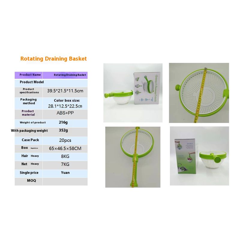 Casa si Gradina - Bucatarie si vesela - Ustensile bucatarie - Site bucatarie, strecuratori si accesorii - Strecuratoare multifunctionala tip Spinner, ABS/Polipropilena, 39.5x21.5x11.5cm, verde/alb - Infinity.ro