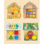 Jucarii, Copii si Bebe - Jucarii si jocuri - Jucarii & jocuri educative - Jucarii interactive - Casuta Educativa Montessori din lemn, Activitati pentru dezvoltarea motricitatii 8 in 1, 20 x 18 x 18.5 cm, + 3 ani - Infinity.ro