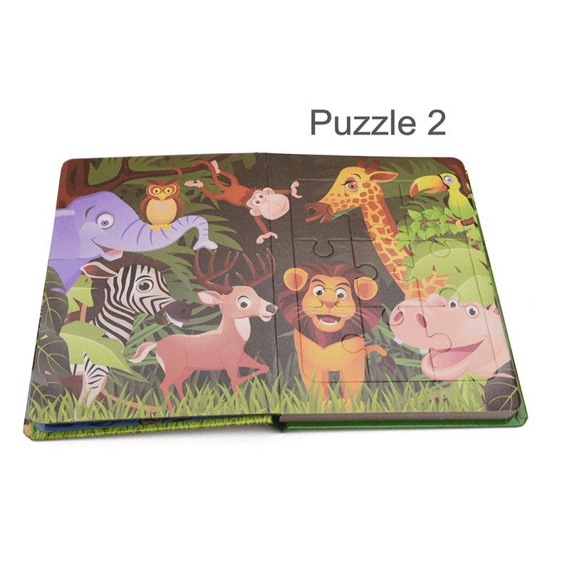Jucarii, Copii si Bebe - Jucarii si jocuri - Jocuri si puzzle - Puzzle - Puzzle Book Zoo, Carte cu 6 Puzzle-uri cu Animale de la Zoo, Piese Mari si Rezistente, 3 ani + - Infinity.ro