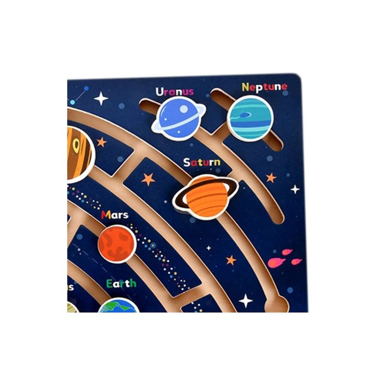 Jucarii, Copii si Bebe - Jucarii si jocuri - Jucarii & jocuri educative - Jocuri si jucarii educative - Puzzle educativ din lemn, Labirint Planetelor din Sistemul solar, 3+ ani, 29.5 x 29.5 cm, Multicolor - Infinity.ro