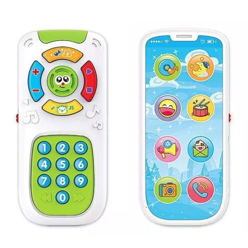 Jucarii, Copii si Bebe - Jucarii si jocuri - Jucarii bebelusi - Jucarii interactive bebelusi - Jucarie Interactiva Educativa 2 in 1, Telefon si Telecomanda, cu sunete si lumini, Oby Toys, +18 luni - Infinity.ro