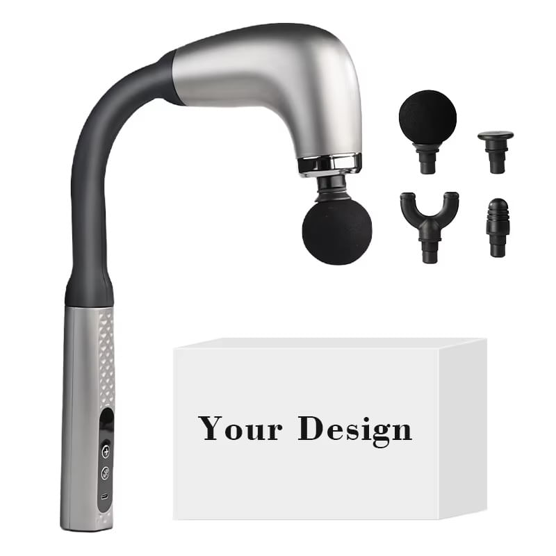 Ingrijire personala si Cosmetice - Sanatate si wellness - Articole wellness - Aparate si dispozitive de masaj - Aparat de Masaj Premium, tip Pistol cu Maner Extins, 4 Capete Interschimbabile, 9 viteze - Infinity.ro