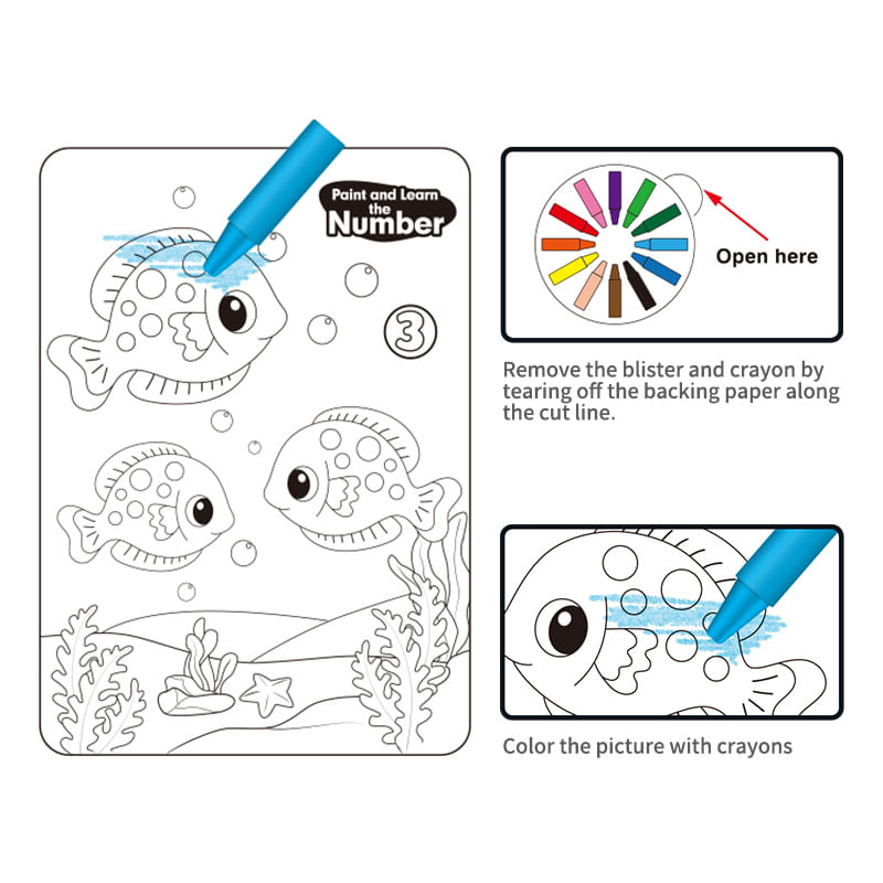 Carti si Birotica - Carti - Carti pentru copii - Activitati extracurriculare - Set 2 Carti de Colorat Educationale, Alfabetul si Numerele, 24 culori cerate incluse + 3 ani - Infinity.ro