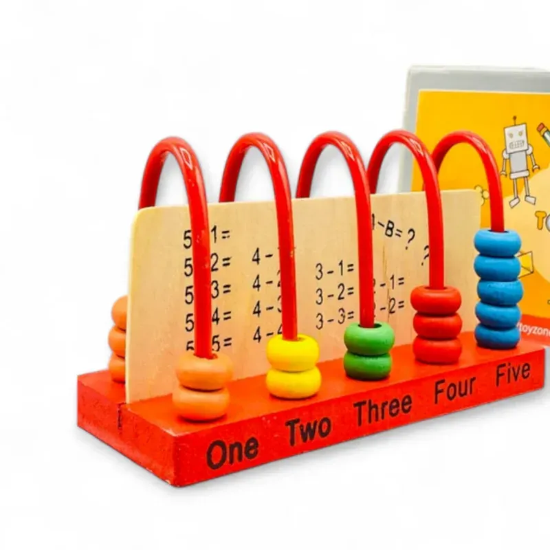 Jucarii, Copii si Bebe - Jucarii si jocuri - Jucarii & jocuri educative - Jocuri si jucarii educative - Jucarie Educativa Numaratoare din Lemn cu 5 Etape, Culori Diferite, Exercitii Matematice, Dezvoltare Logica, 3+ Ani - Infinity.ro