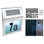 Casa si Gradina - Corpuri si surse de iluminat - Iluminat exterior - Lampi solare - Numar de casa cu iluminare LED, alimentat cu panou solar, fixare pe perete, 18x20 cm - Infinity.ro