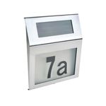 Casa si Gradina - Corpuri si surse de iluminat - Iluminat exterior - Lampi solare - Numar de casa cu iluminare LED, alimentat cu panou solar, fixare pe perete, 18x20 cm - Infinity.ro