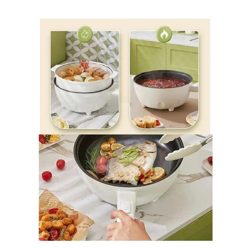 Casa si Gradina - Bucatarie si vesela - Vase pentru gatit - Tigai si seturi - Tigaie Electrica Inteligenta 3L, 26cm, Multifunctionala, Cos pentru Gatire la Abur, Capac Inclus, Antiaderenta, 220V - Infinity.ro